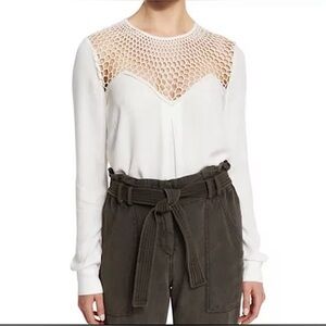 A.L.C. SIAN Crepe Top Blouse White Long-Sleeve